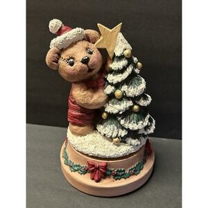 Vintage Gare Christmas Tree Teddy Bear Rotating Music Box "Noel Noel" 1996 Works